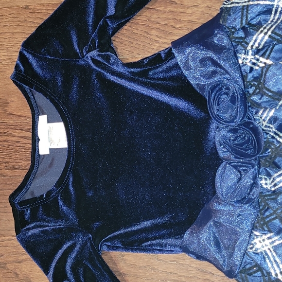 Girls blue Velvet Christmas Dress Size 4T. Only worn once . Bonnie Jean - Picture 2 of 6